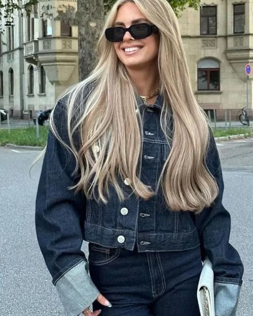 Velauras™ Lorelei - Kollu Denim İki Parçalı Set