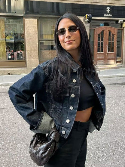 Velauras™ Lorelei - Kollu Denim İki Parçalı Set