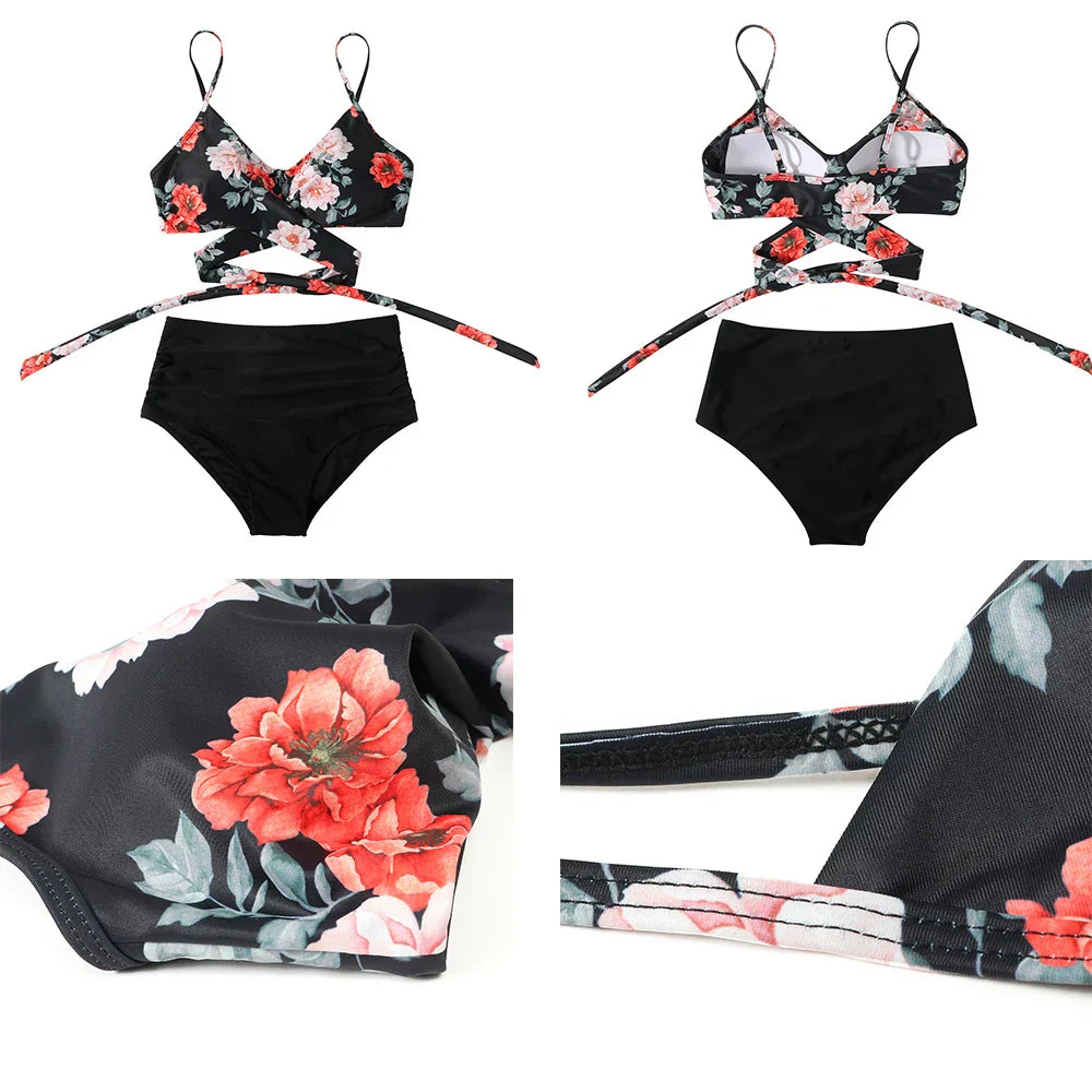 Velauras™ Yüksek Bel Çiçekli Bikini