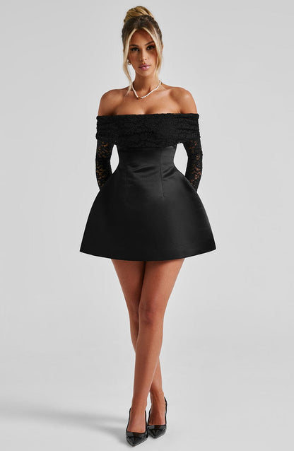 Velauras™ Georgianna Mini Elbise - Siyah