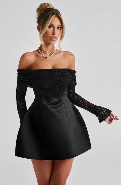 Velauras™ Georgianna Mini Elbise - Siyah