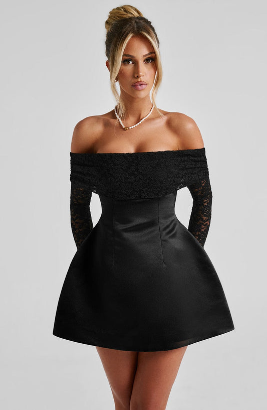 Velauras™ Georgianna Mini Elbise - Siyah