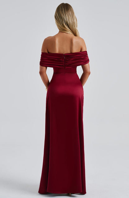 Velauras™ Gwendolyn Maxi Elbise - Bordo