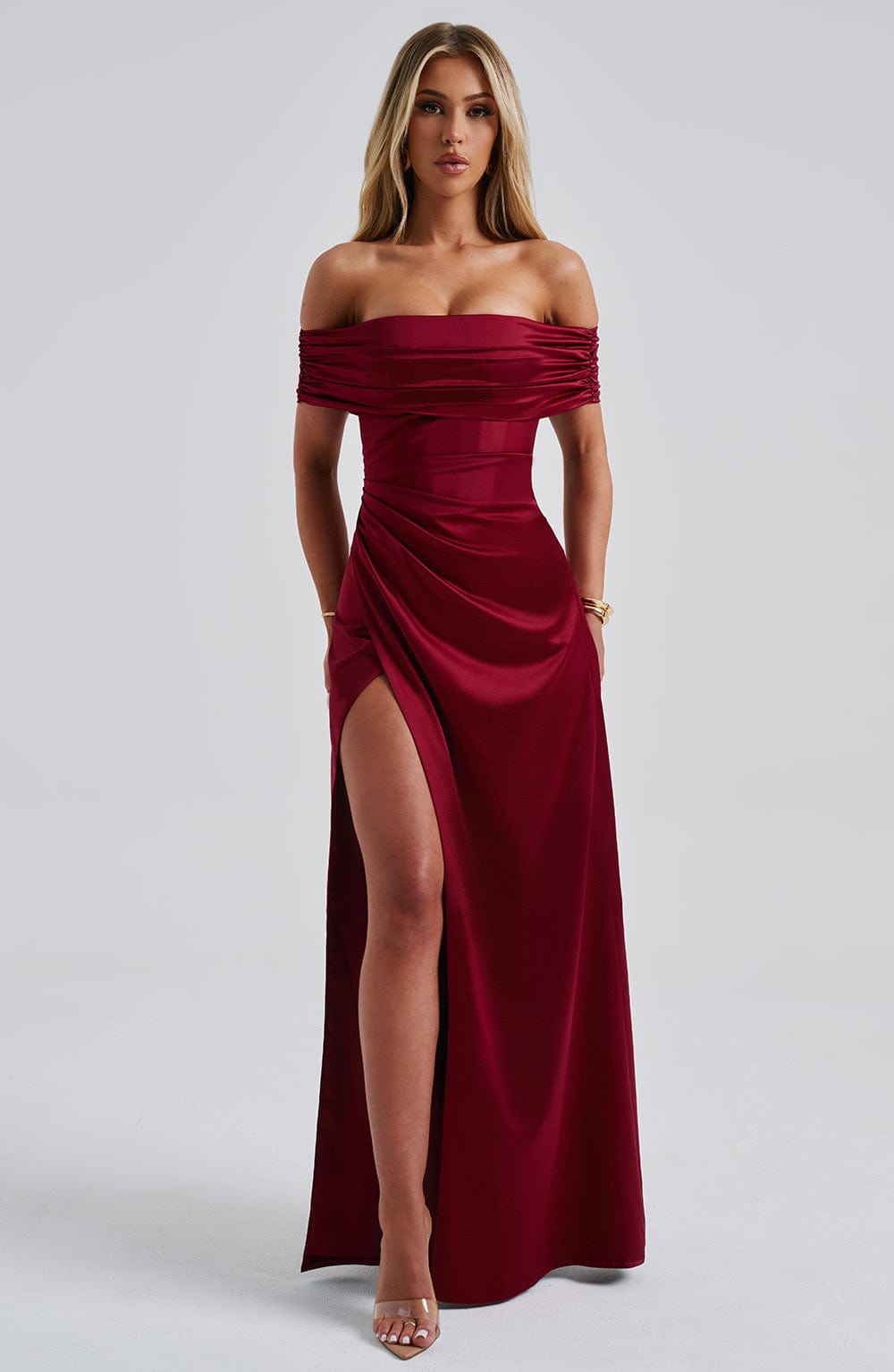 Velauras™ Gwendolyn Maxi Elbise - Bordo