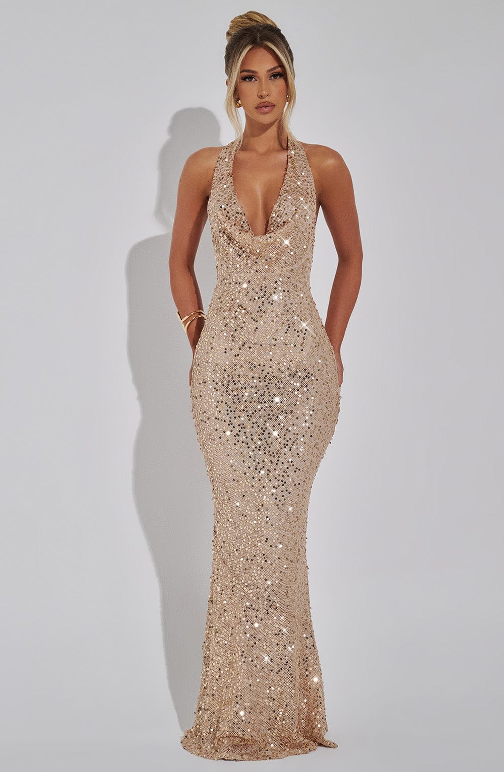 Velauras™ Lorena Maxi Elbise - Altın Kaplama