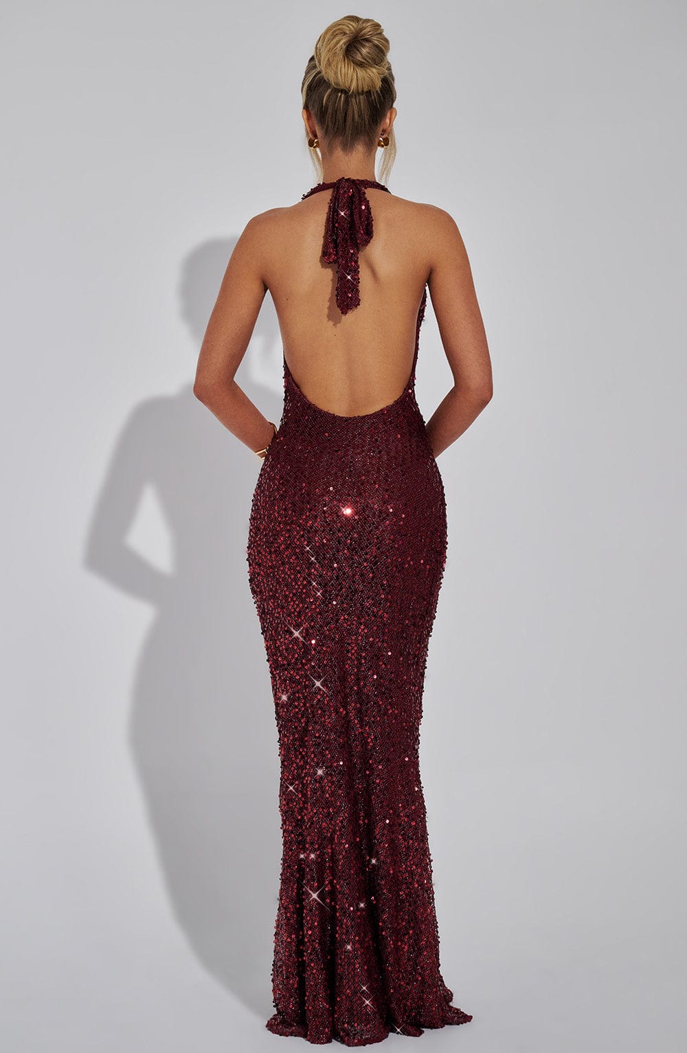 Velauras™ Lorena Maxi Elbise - Şarap Astarlı
