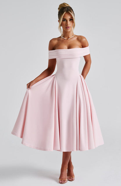 Velauras™ Miranda Midi Elbise - Allık