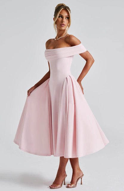 Velauras™ Miranda Midi Elbise - Allık