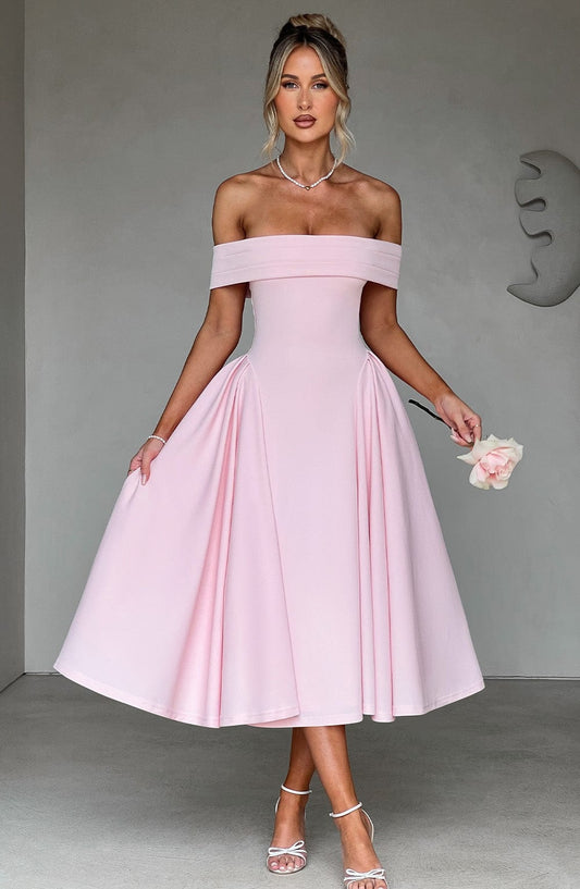 Velauras™ Miranda Midi Elbise - Allık