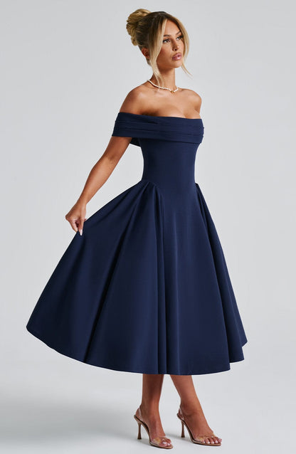 Velauras™ Miranda Midi Elbise - Lacivert