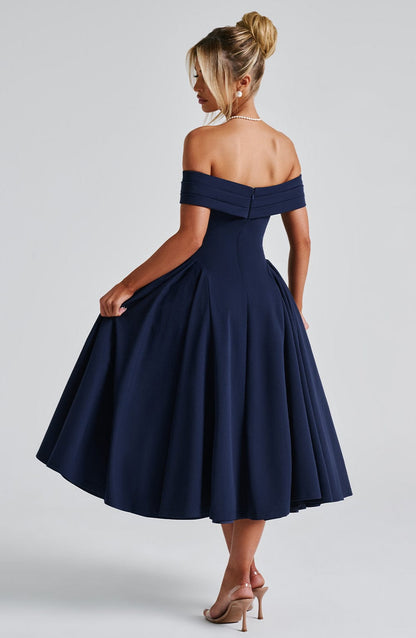 Velauras™ Miranda Midi Elbise - Lacivert