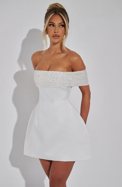 Velauras™ Noelle Mini Elbise - Fildişi
