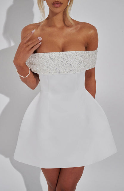 Velauras™ Noelle Mini Elbise - Fildişi