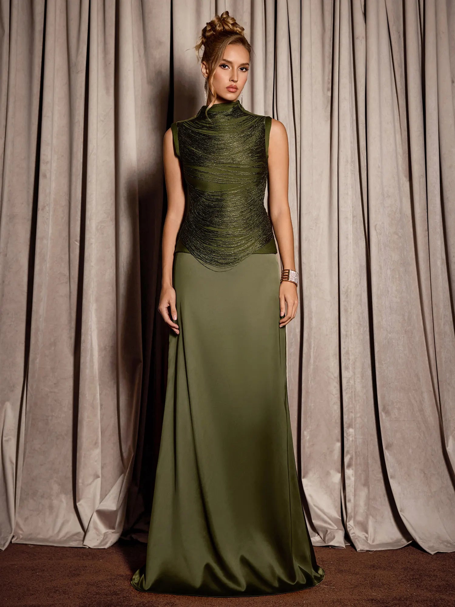 Green Vintage Tassel Evening Set|NOOSGOP