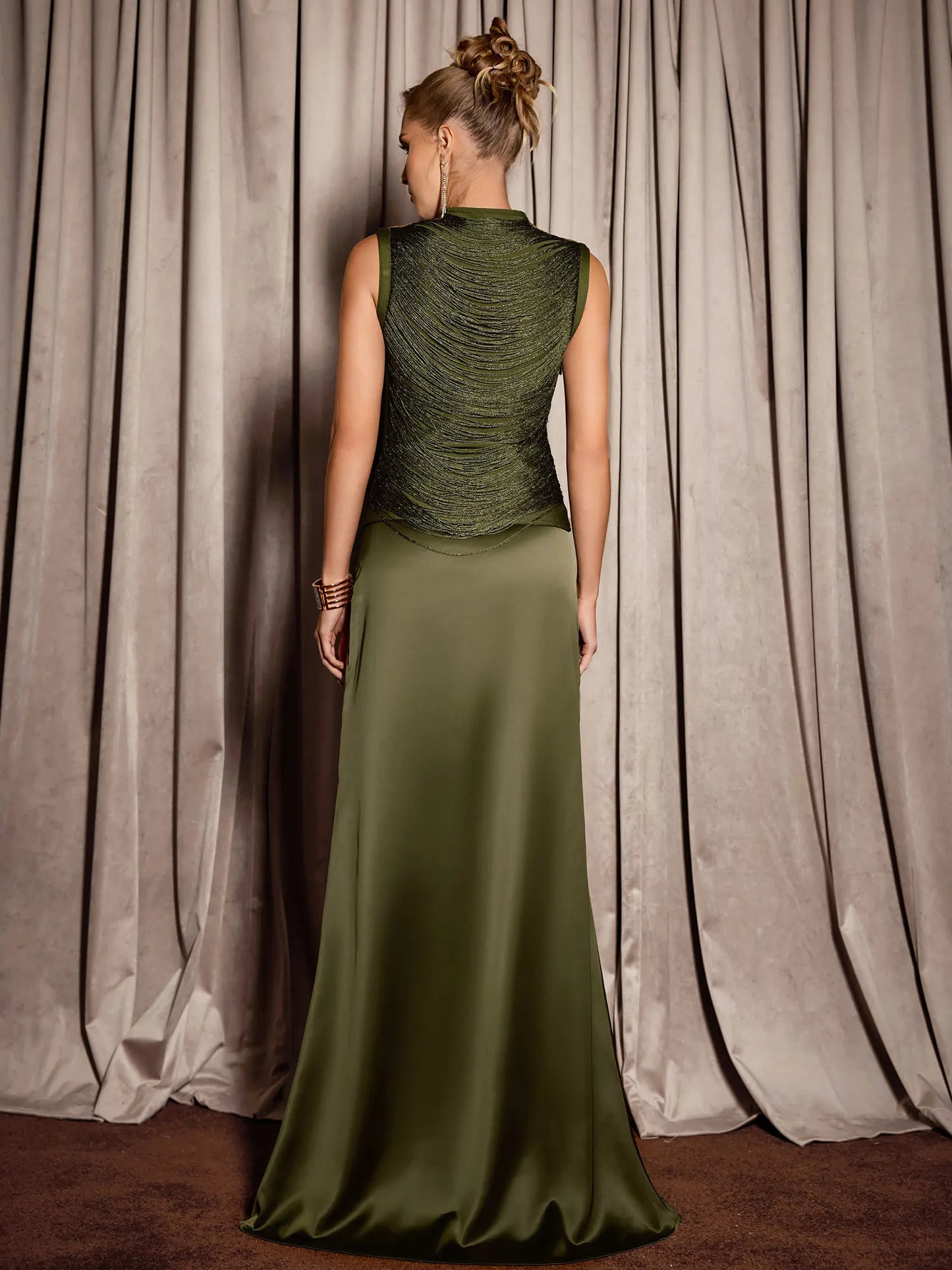 Green Vintage Tassel Evening Set|NOOSGOP
