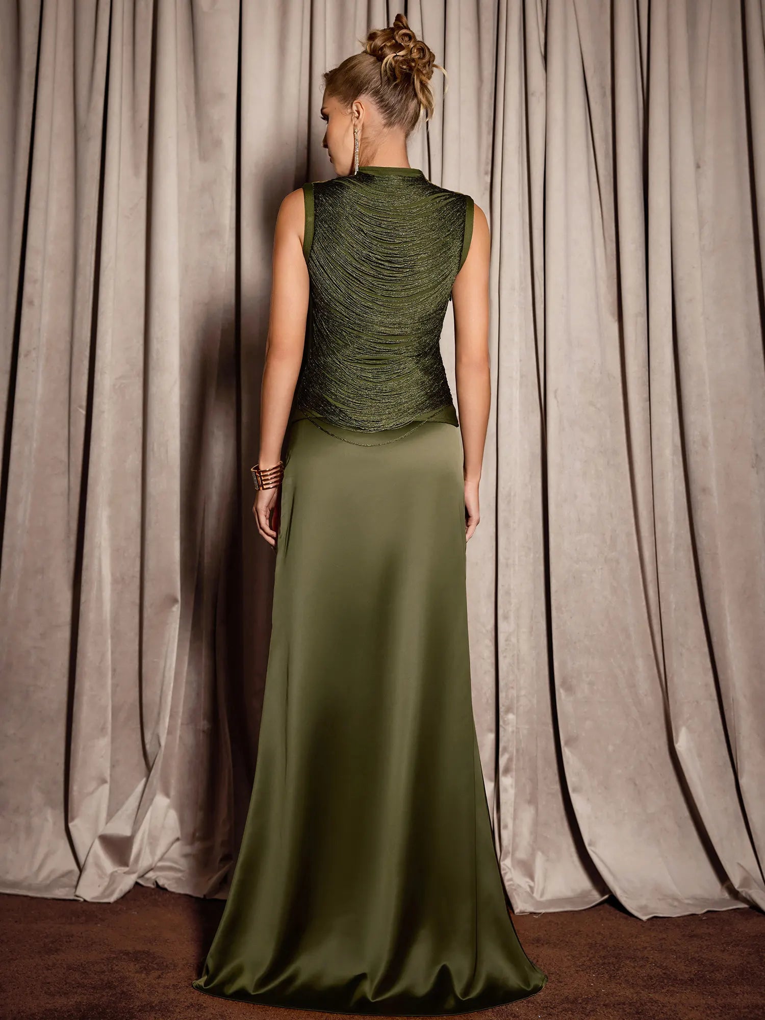Green Vintage Tassel Evening Set|NOOSGOP