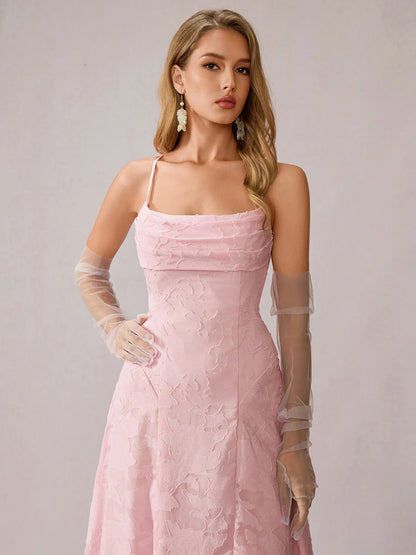 Pink Ruched Mesh Maxi Dress|NOOSGOP
