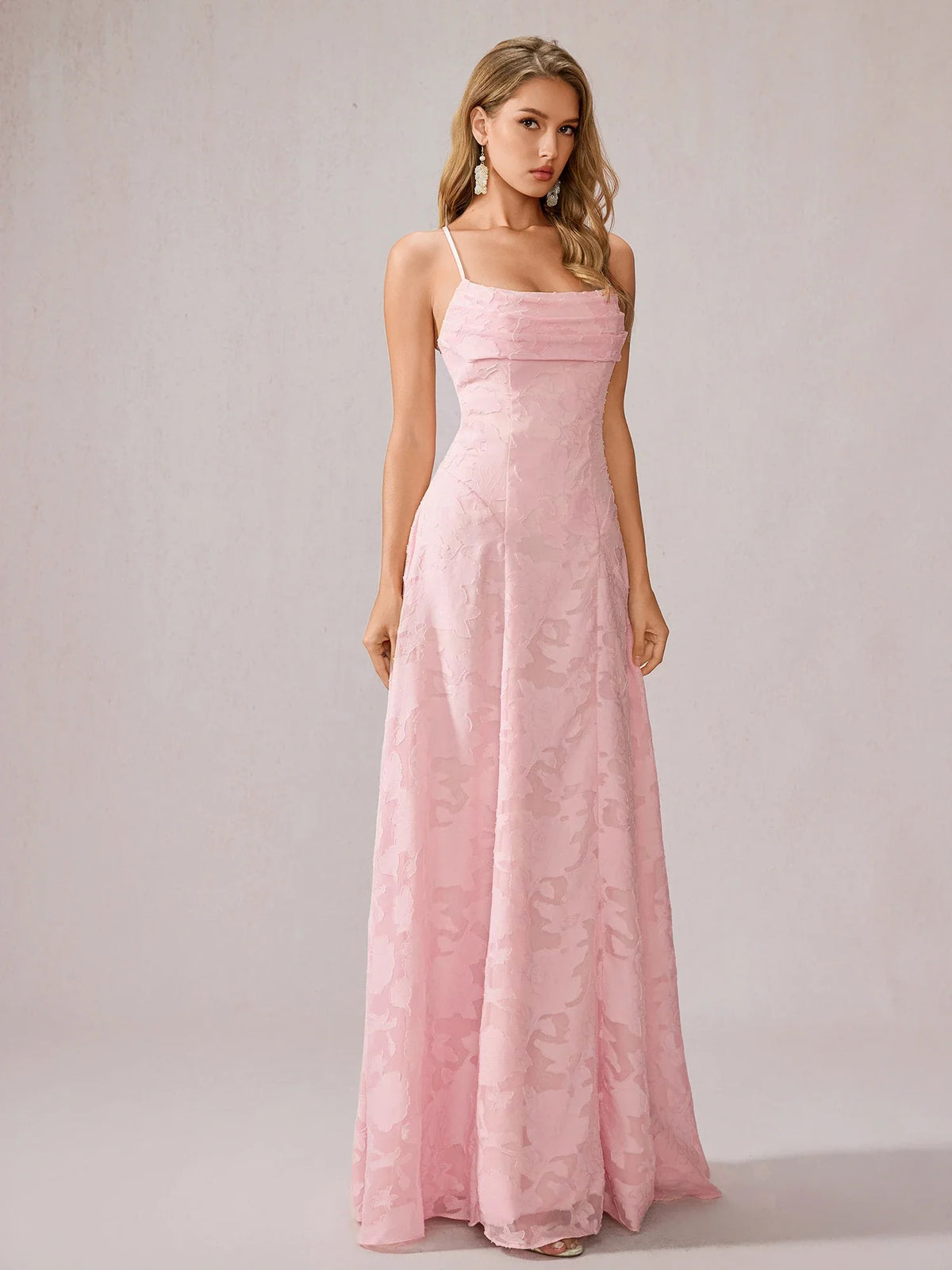 Pink Ruched Mesh Maxi Dress|NOOSGOP