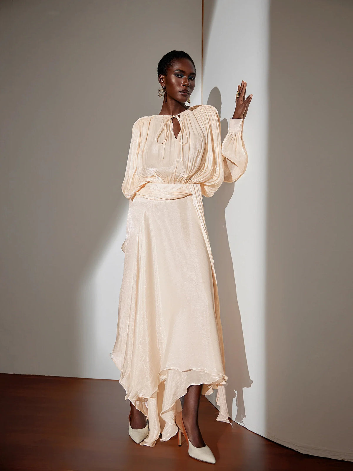 Satin Tie-Strap Maxi Dress|NOOSGOP