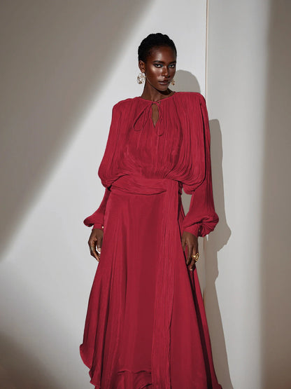Satin Tie-Strap Maxi Dress|NOOSGOP
