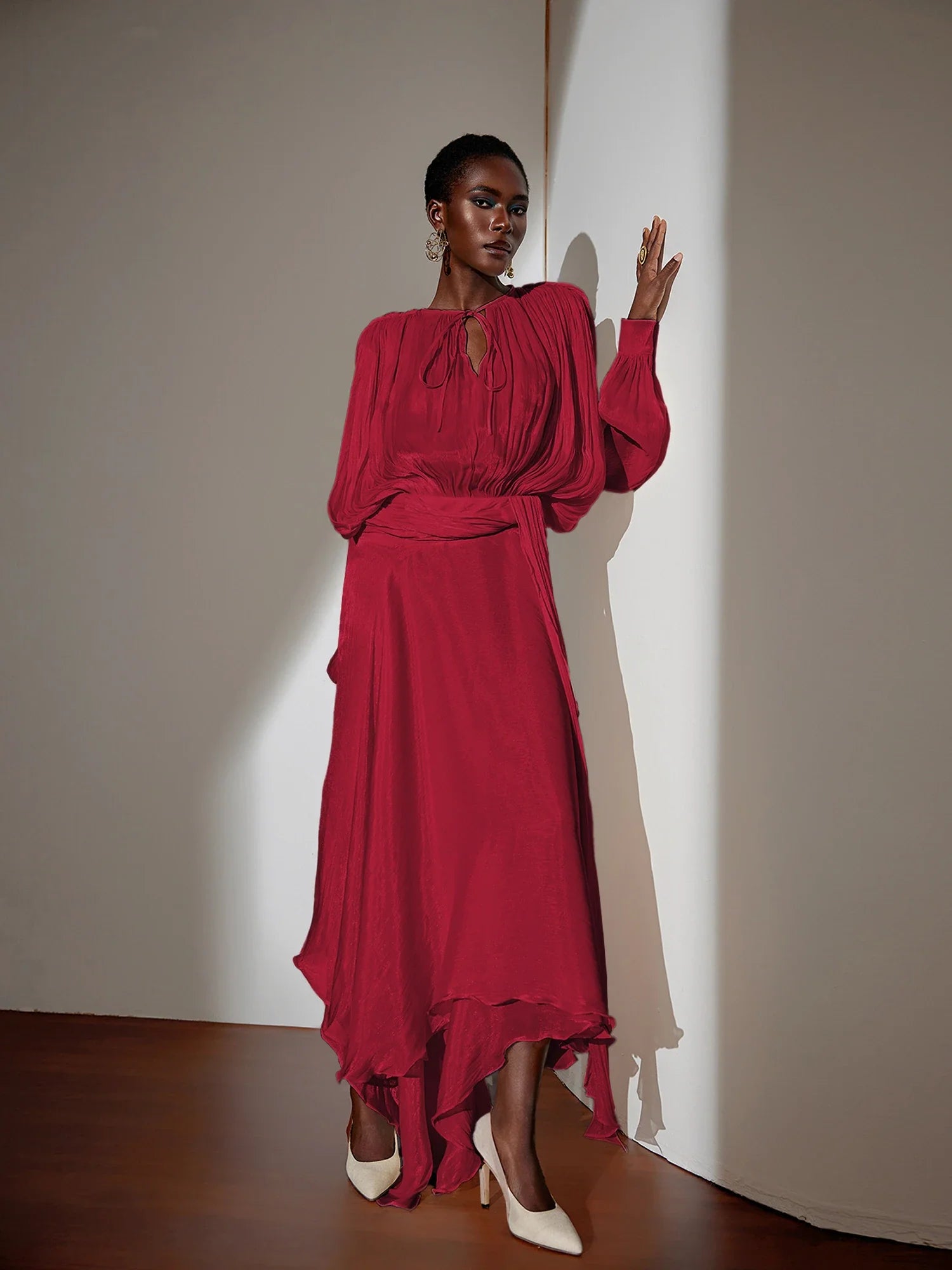 Satin Tie-Strap Maxi Dress|NOOSGOP