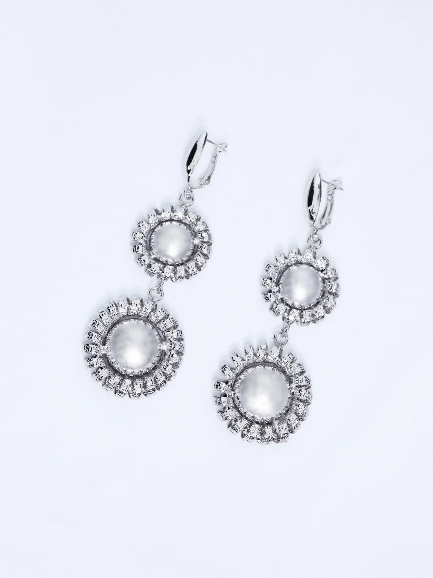 Silver Large Flower Beaded Necklace Earring Set|NOOSGOP