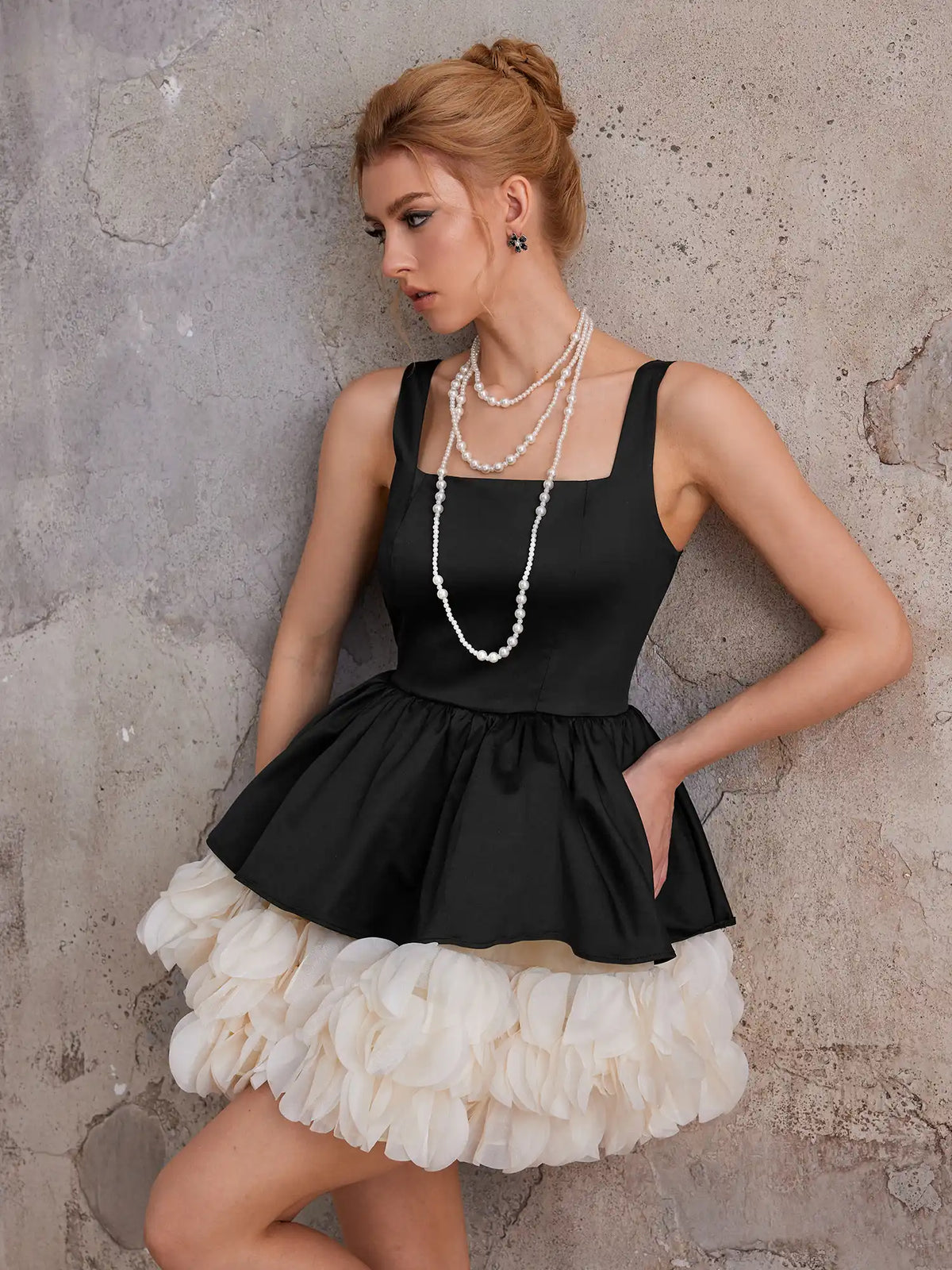 Square-Neck Party Ball Gown Mini Dress|NOOSGOP