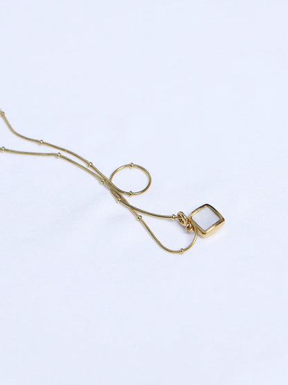 Square Necklace Gold And Silver Earrings Set|NOOSGOP