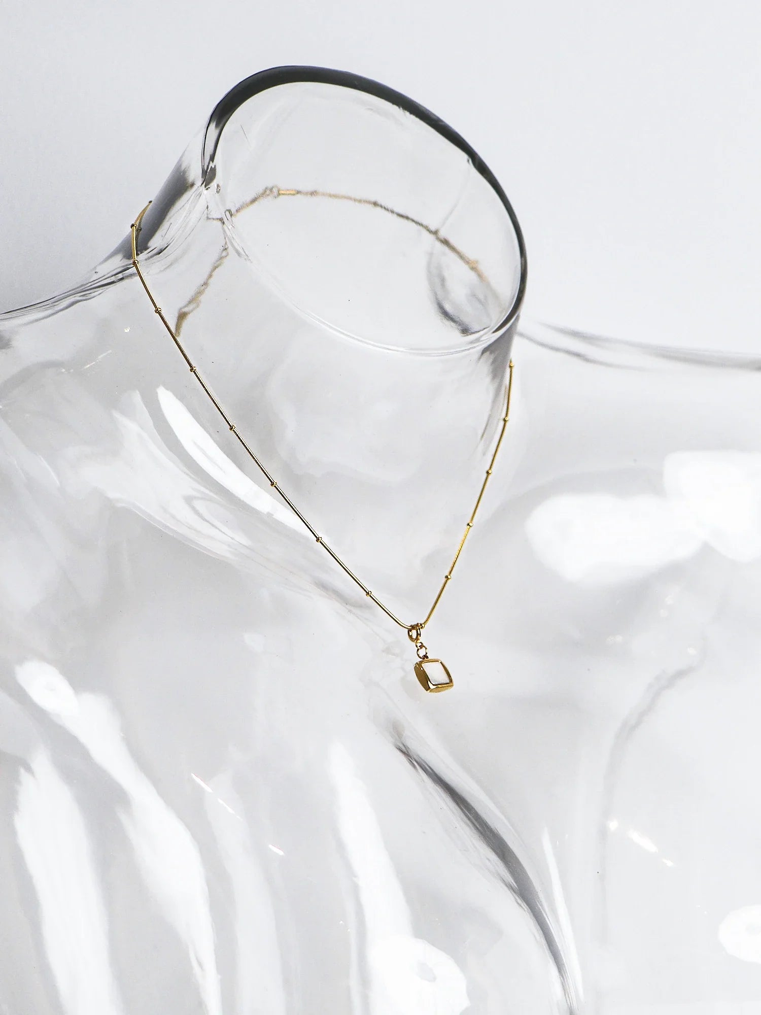 Square Necklace Gold And Silver Earrings Set|NOOSGOP