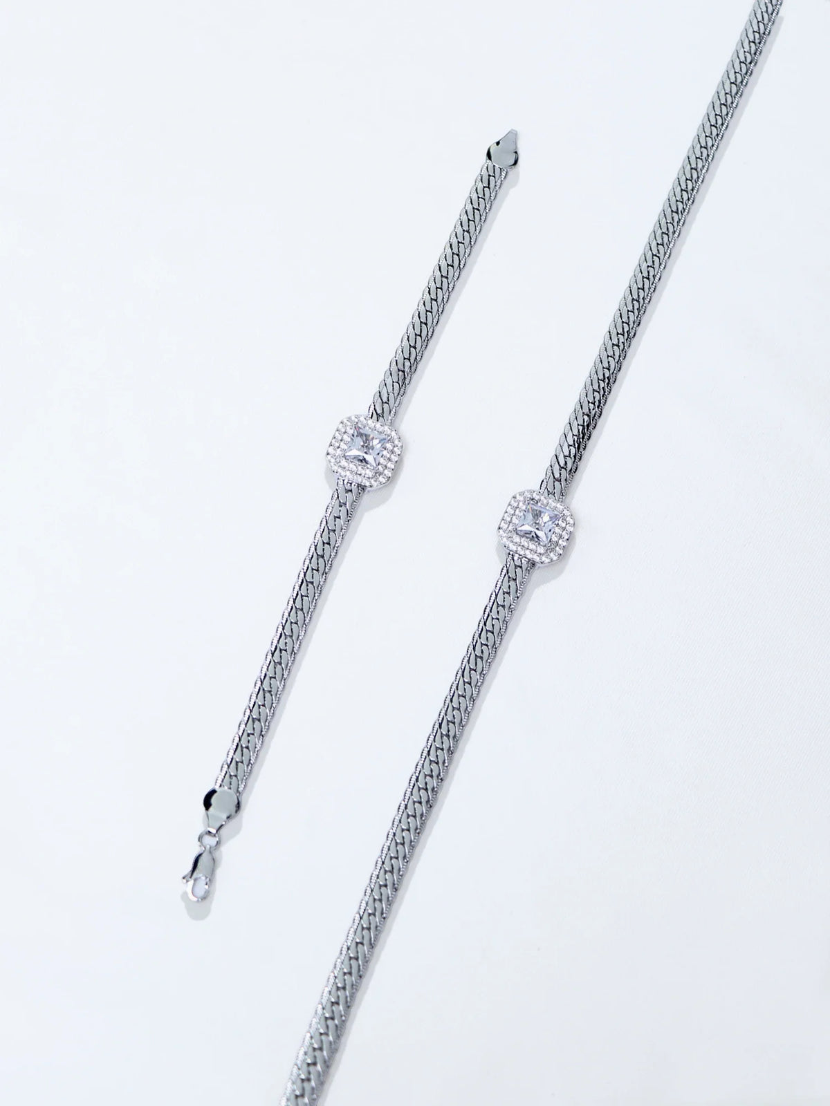 White Gold Bracelet Necklace and Earrings Sets|NOOSGOP