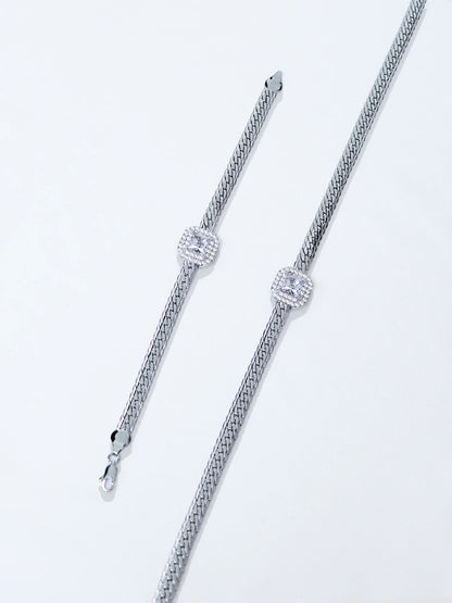 White Gold Bracelet Necklace and Earrings Sets|NOOSGOP